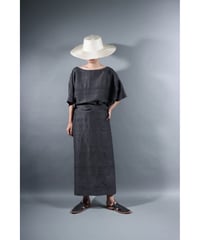 2.Tibetan skirt / Silk khadhi tusser / Charcoal gray