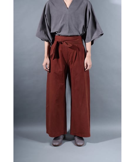 3.Hakama pants / sp / organic cotton typewriter / size1 / Rusty red brown