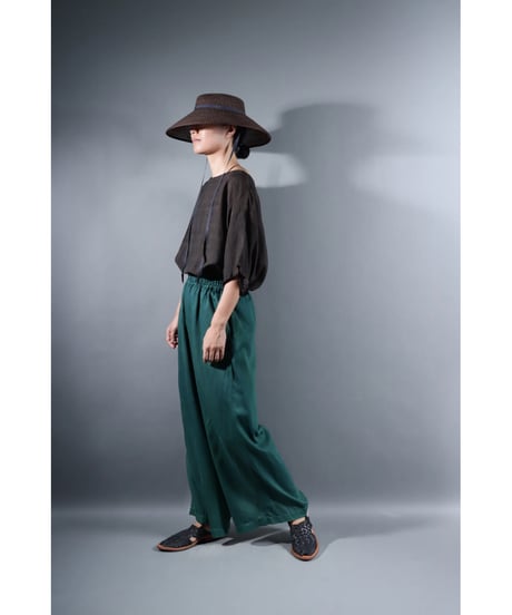 1.Lumo-pants / Organic cotton satin / Lake green
