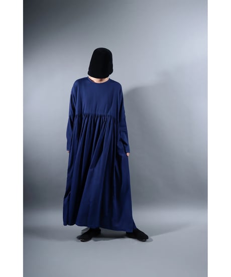 5.Kurteno-dress sp/ Long sleeve / Organic cotton satin / Midnight blue
