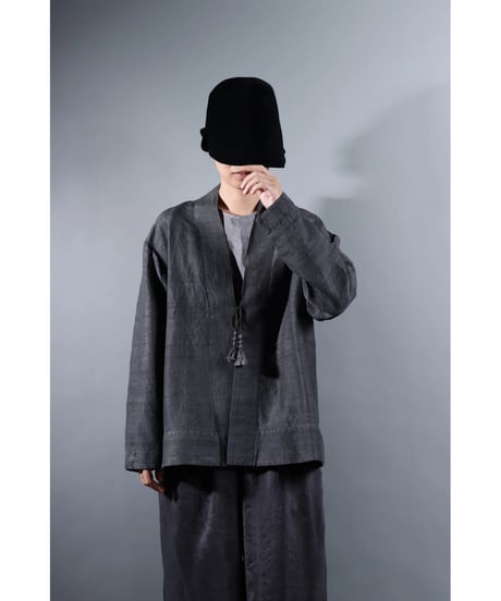 １.Haori tussar / Silk khadi / size 1 / Charcoal gray