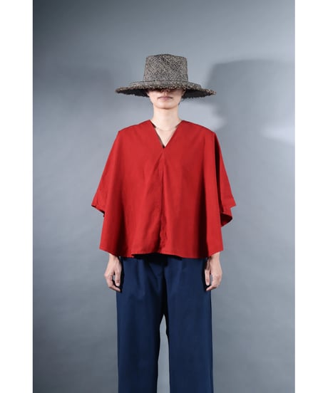2.Ronda v-neck tops / sp / Organic cotton / Madder red