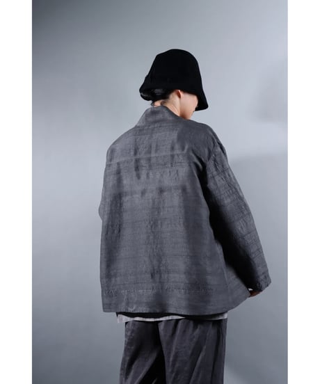 １.Haori tussar / Silk khadi / size 1 / Charcoal gray
