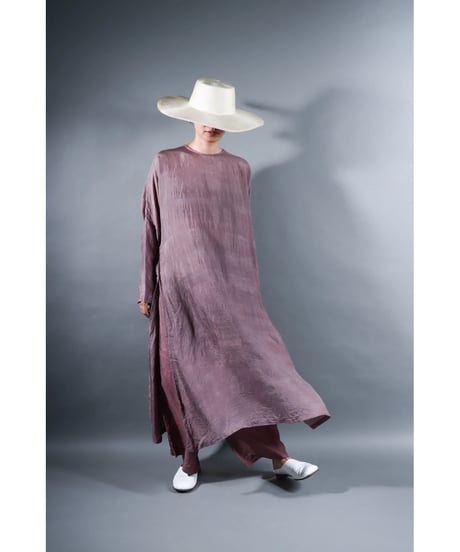 1. Slit dress / Long sleeve / Silk khadi / Calm purple