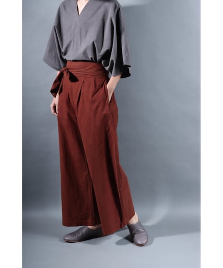 3.Hakama pants / sp / organic cotton typewriter / size1 / Rusty red brown