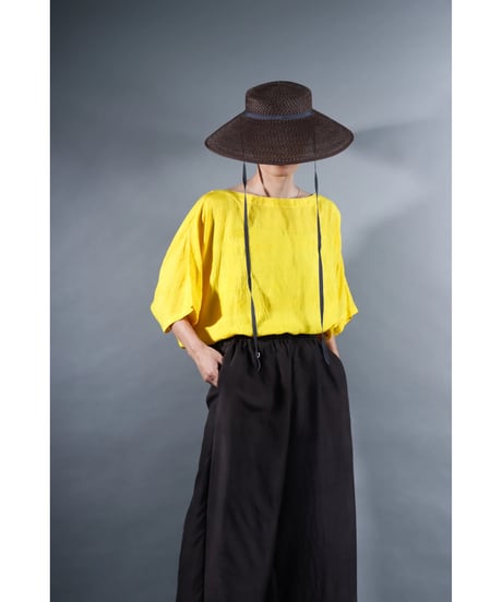 1.Karesante / slashed neck / Silk khadi / Shiny yellow
