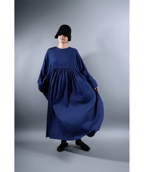5.Kurteno-dress sp/ Long sleeve / Organic cotton satin / Midnight blue