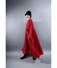 4.Kurteno-dress sp/ Long sleeve / Organic cotton satin / Madder red