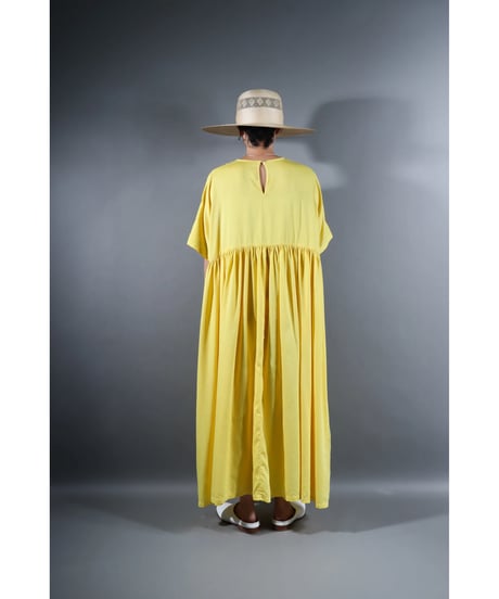 1.Kurteno-dress / Half sleeve / Organic cotton satin / Lemon yellow