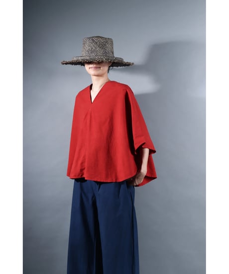 2.Ronda v-neck tops / sp / Organic cotton / Madder red