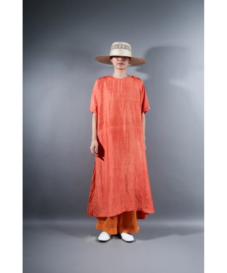 3.Slit dress / Half sleeve / Silk khadi / Sunset orange