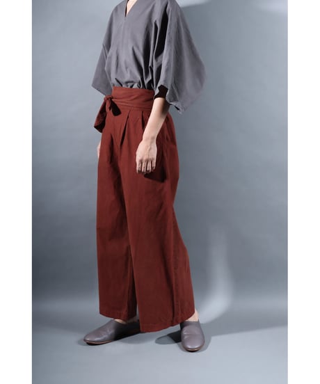 3.Hakama pants / sp / organic cotton typewriter / size1 / Rusty red brown