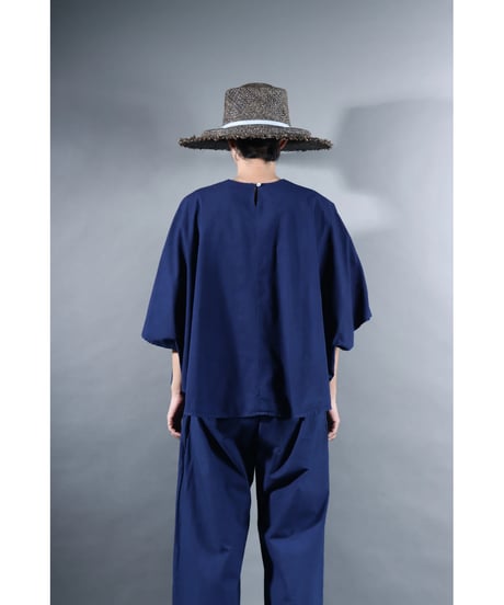１.Ronda v-neck tops / sp / Organic cotton /  Ryukyu indigo