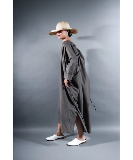 4.Drop / Dress / Silk cotton Khadi / Light gray