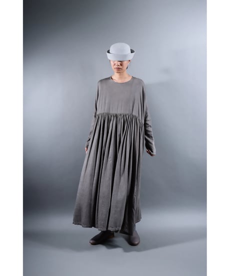 1.Kurteno-dress / Long sleeve / Organic cotton satin / Soft gray