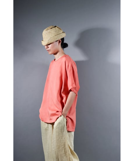3.Fendo-Half sleeve tops / Organic cotton satin / Sunset pink