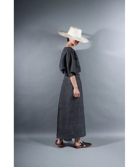 2.Tibetan skirt / Silk khadhi tusser / Charcoal gray