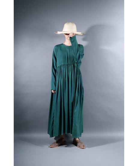 3.Kurteno-dress  / Long sleeve / Organic cotton satin / Sea green