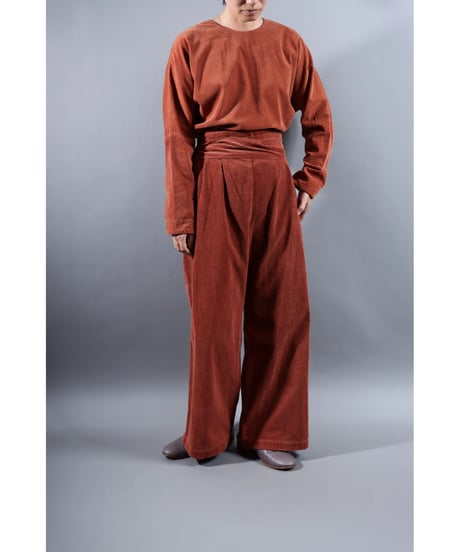 1.Hakama corduroy pants sp / organic cotton / size2 / Brick brown