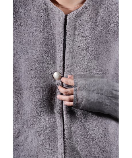 1.Fur vest crew neck / Organic cotton / Purplish gray