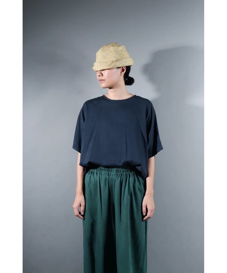4.Fendo-Half sleeve tops / Organic cotton satin / Iron blue
