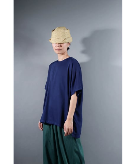 2.Fendo-Half sleeve tops / Organic cotton satin / Evening blue