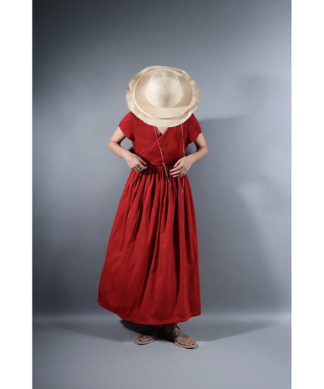2.Lilith cap sleeve dress /sp/ Organic cotton satin  / Madder red