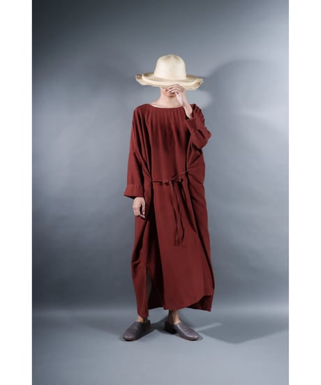 3.Drop / Dress / Silk Cotton Khadi / Brick brown