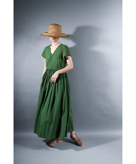 1.Lilith cap sleeve dress / sp / Organic cotton lawn /  Forest green