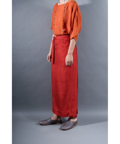 1.Tibetan skirt / Silk khadhi / Madder red