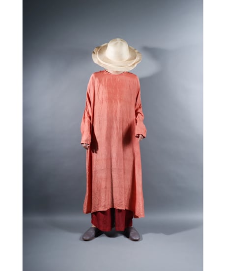 3. Slit dress / Long sleeve / Silk khadi / Sunset pink