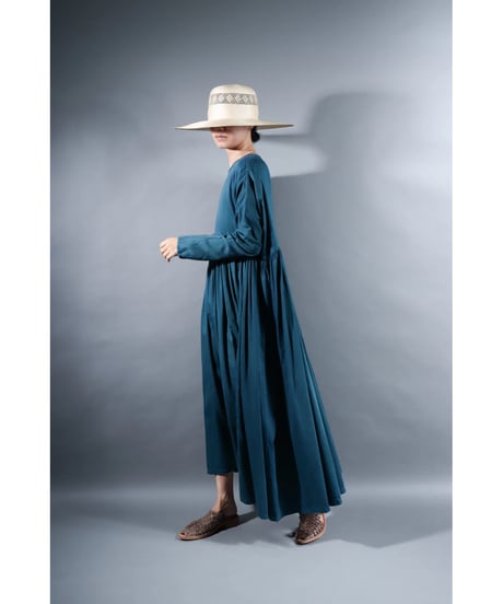 4.Kurteno-dress  / Long sleeve / Organic cotton satin / Dark water