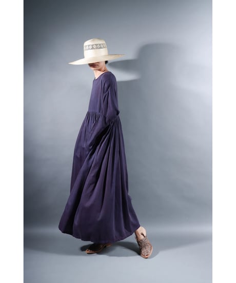 2.Kurteno-dress / sp / Long sleeve / Organic cotton satin / Grape