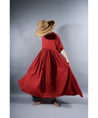 3.Kurteno-dress / sp / Half sleeve / Organic cotton satin / Madder red