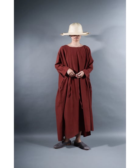 3.Drop / Dress / Silk Cotton Khadi / Brick brown