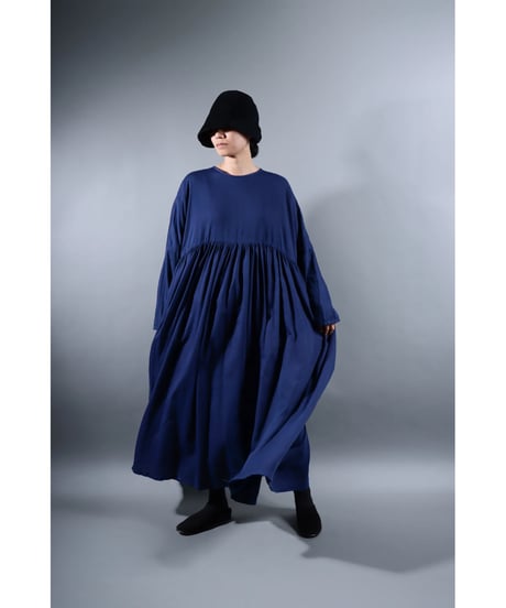 5.Kurteno-dress sp/ Long sleeve / Organic cotton satin / Midnight blue