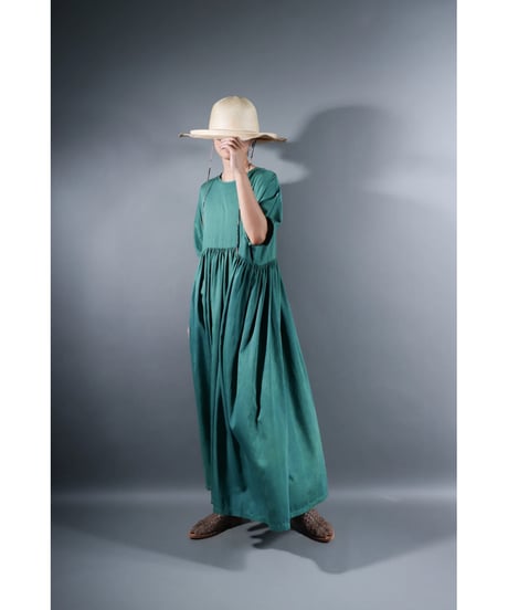 2.Kurteno-dress / Half sleeve / Organic cotton satin / Atoll green