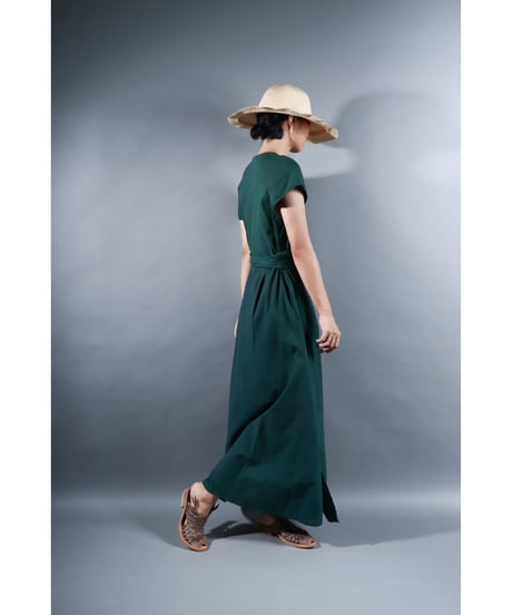 3.Rulo-capsleeve dress / Organic cotton / Ever green