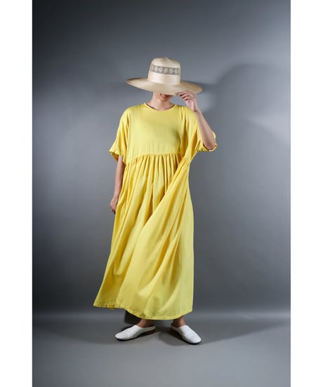 1.Kurteno-dress / Half sleeve / Organic cotton satin / Lemon yellow