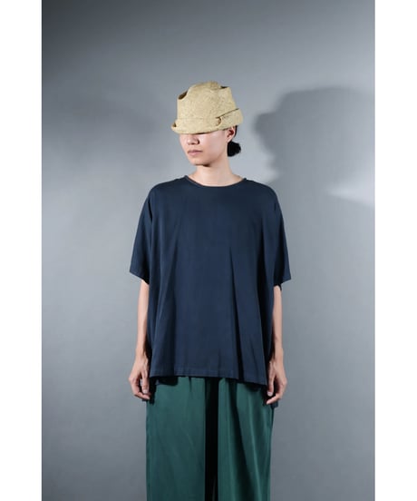 4.Fendo-Half sleeve tops / Organic cotton satin / Iron blue