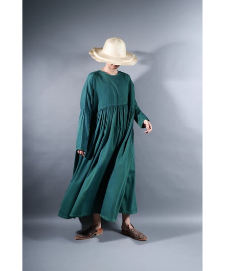 3.Kurteno-dress  / Long sleeve / Organic cotton satin / Sea green