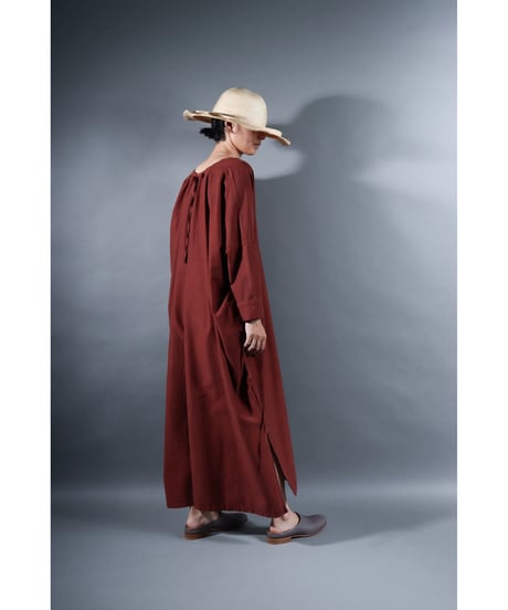 3.Drop / Dress / Silk Cotton Khadi / Brick brown