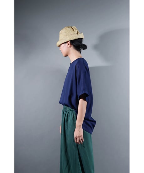 2.Fendo-Half sleeve tops / Organic cotton satin / Evening blue