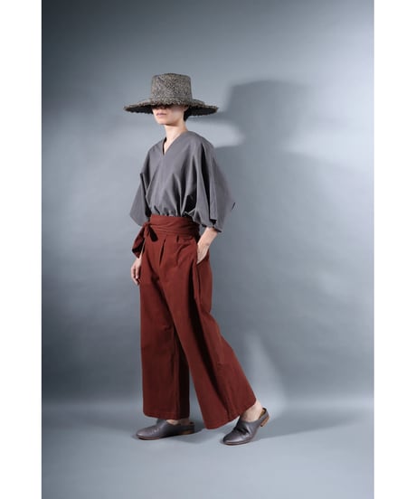 3.Hakama pants / sp / organic cotton typewriter / size1 / Rusty red brown