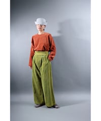 2.Hakama corduroy pants sp / organic cotton / size2 / Yellow green moss
