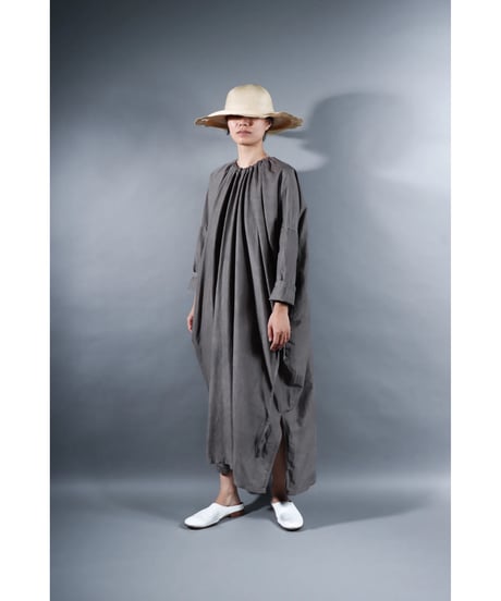 4.Drop / Dress / Silk cotton Khadi / Light gray