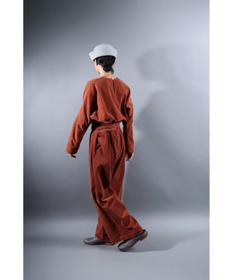 1.Hakama corduroy pants sp / organic cotton / size2 / Brick brown