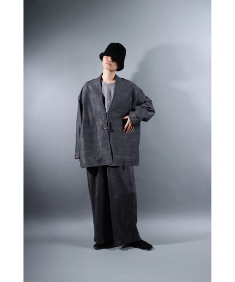 １.Haori tussar / Silk khadi / size 2 / Charcoal gray