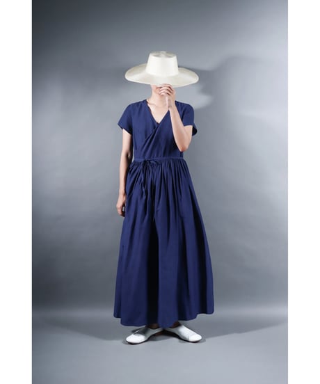 1.Lilith cap sleeve dress / sp / Cotton silk khadhi / Evening blue