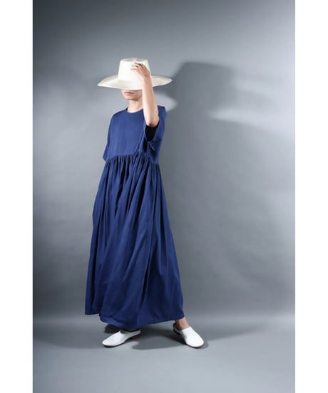 1.Kurteno-dress / sp / Half sleeve / Organic cotton satin / Evening blue
